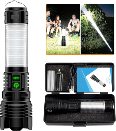 Linterna LED recargable 2000 lúmenes camping 5 modos zoom