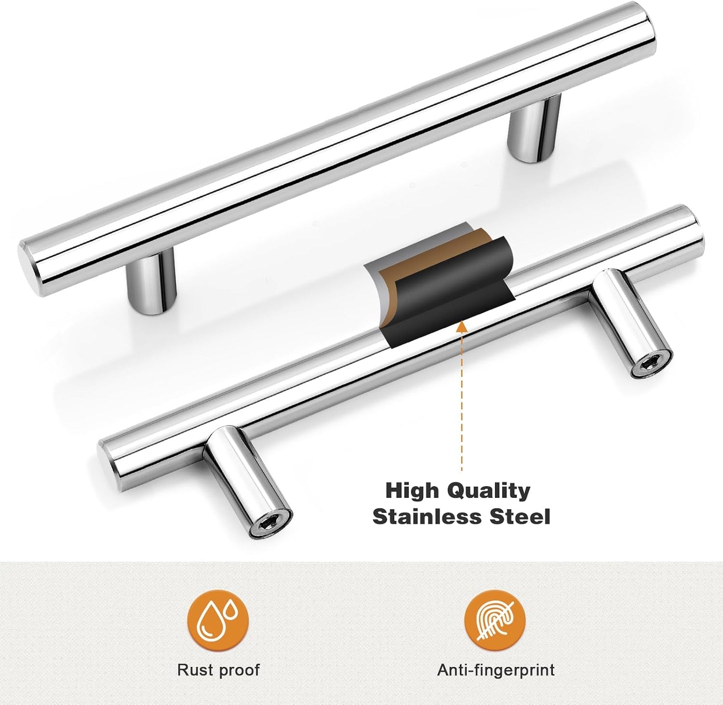 10 Manijas Gabinete 4pulg Acero Inox Tiro Cajones