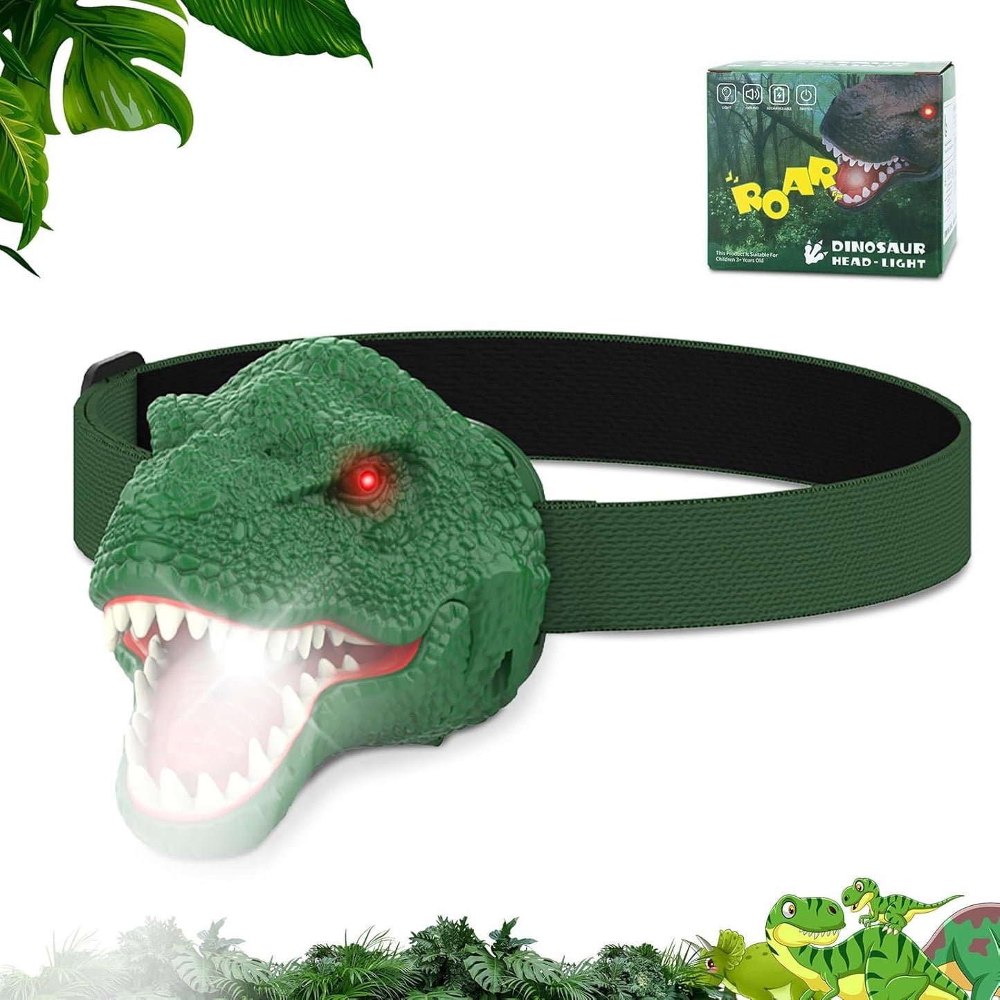 Linterna T-Rex modo rugido y silencioso para niños