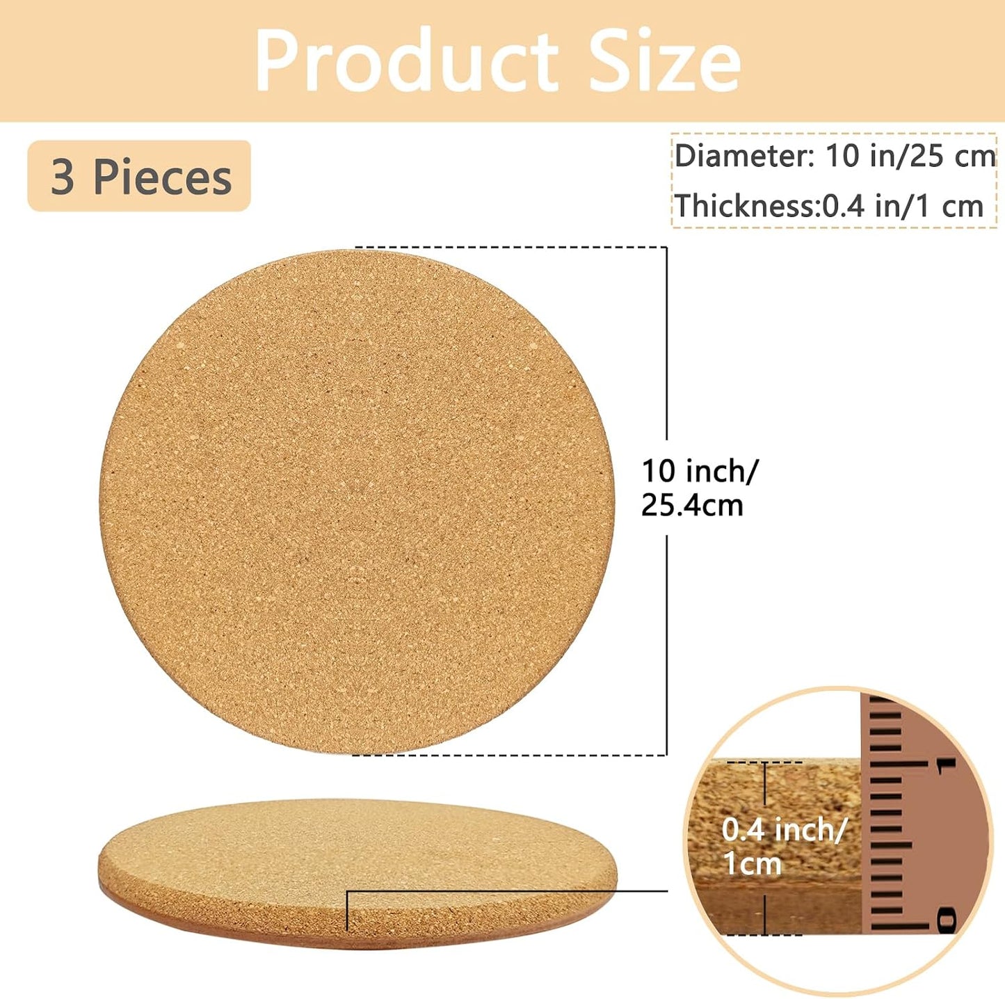 Posavasos corcho 10pulg grueso doble capa para plantas
