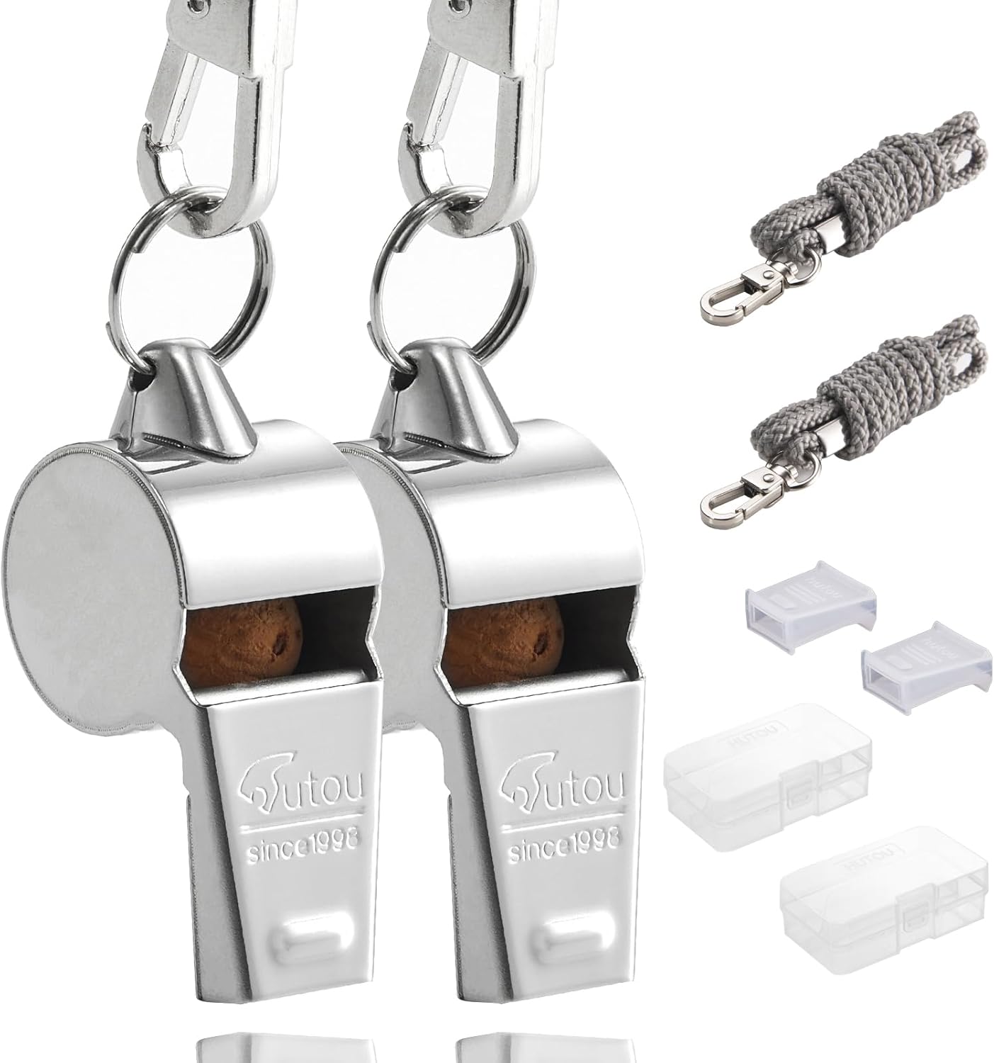 Silbato deportivo acero inox con cordón 2 pack