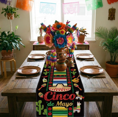 Camino mesa Cinco de Mayo sombrero cactus negro 13x72pulg