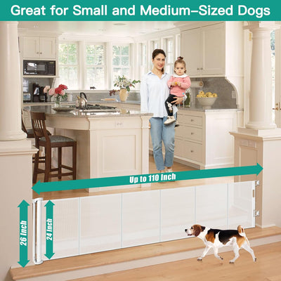 Puerta retráctil para perros 24x110pulg reforzada malla
