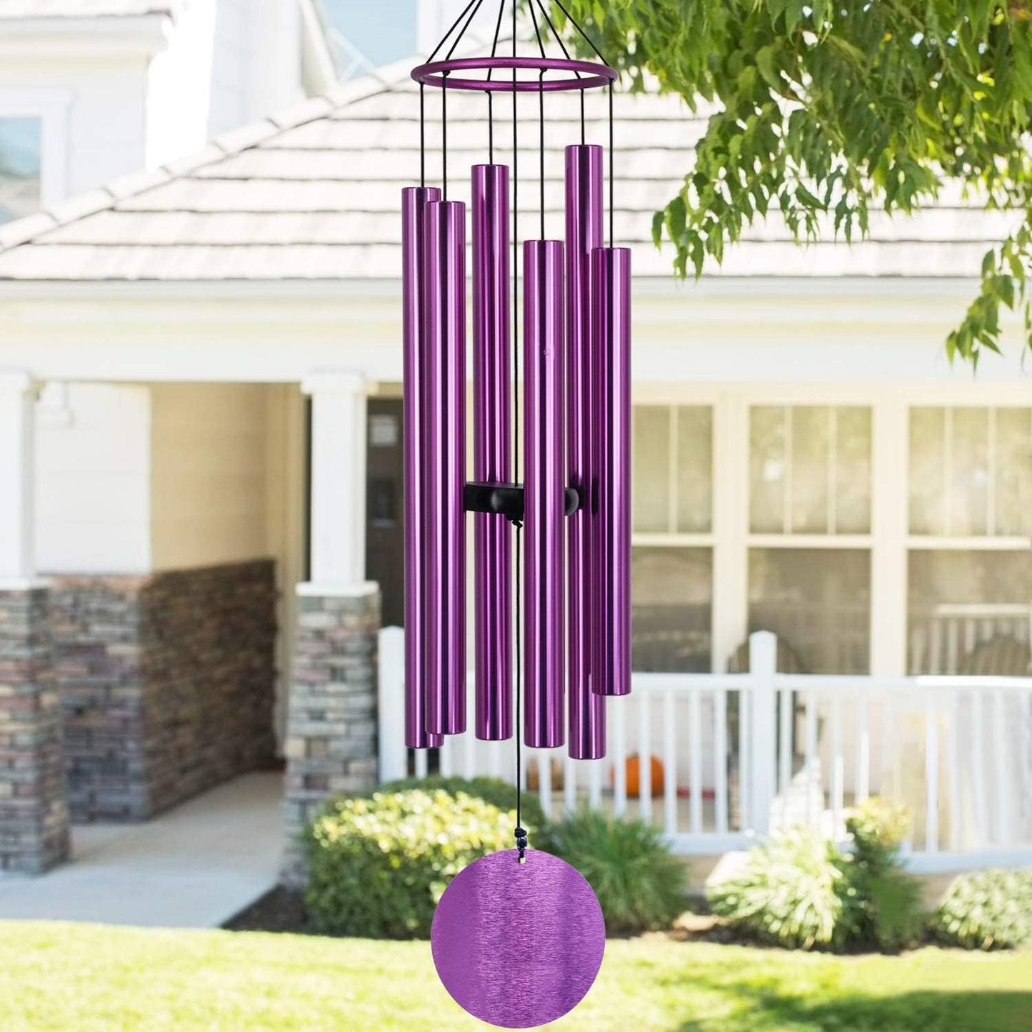 Campanillas viento tono profundo 36" decoración hogar morado