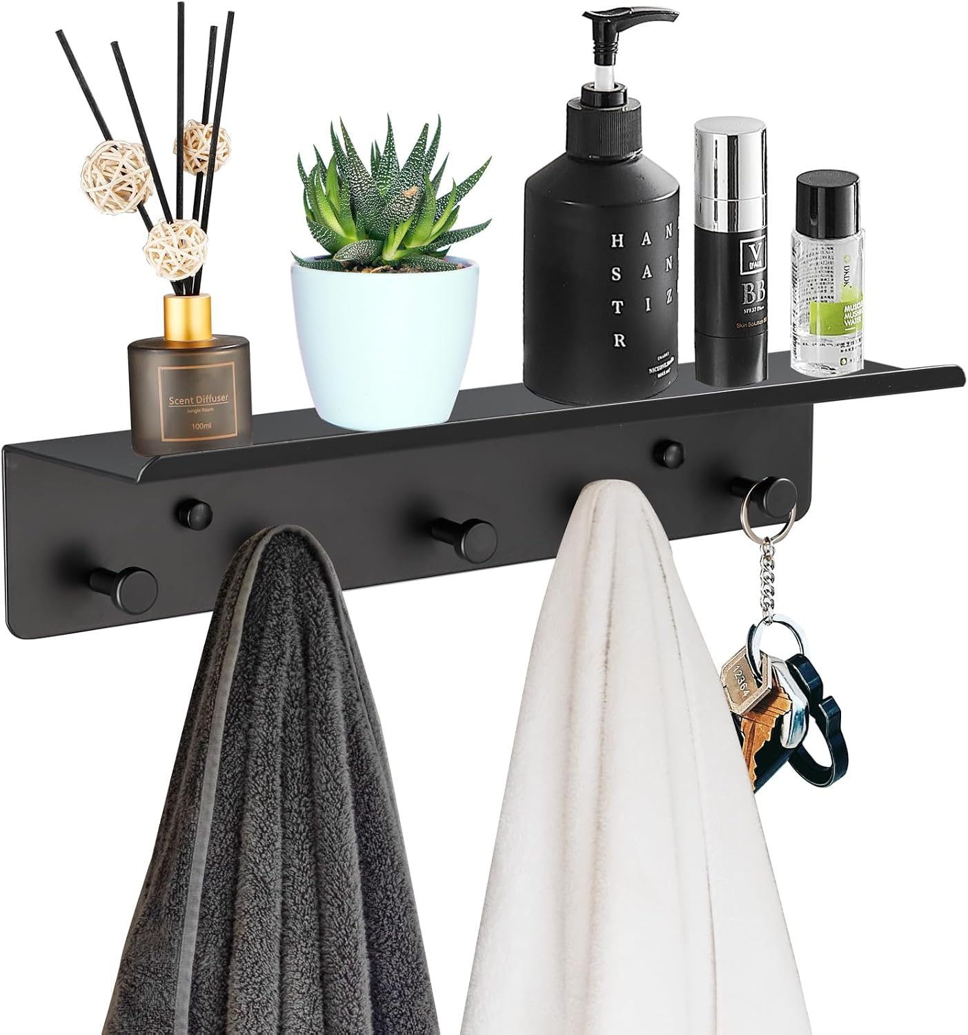 Toallero baño aluminio inox 5 ganchos colgador