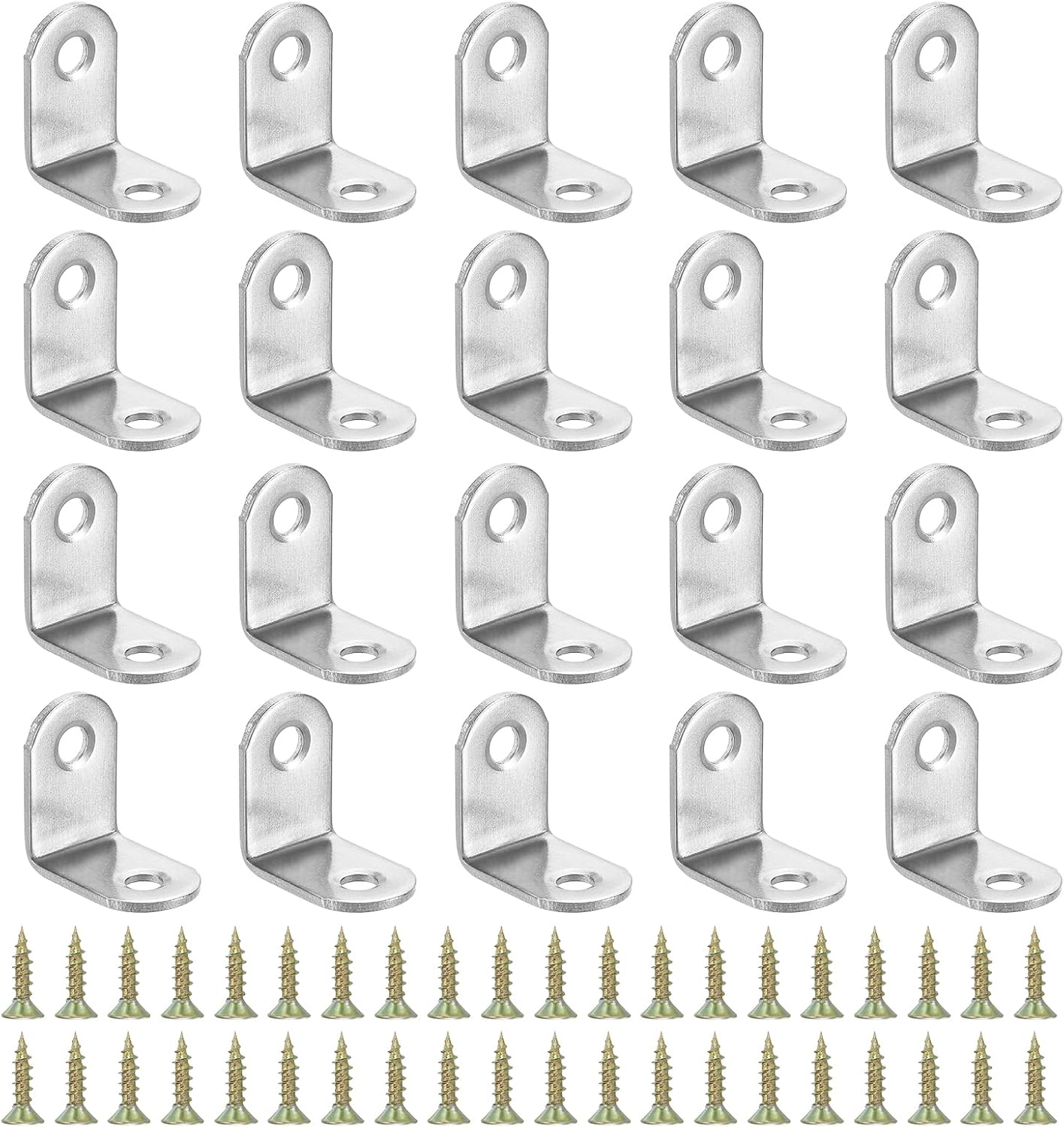 Soportes esquina acero inox 0.98x0.98 pulg 20 pzas