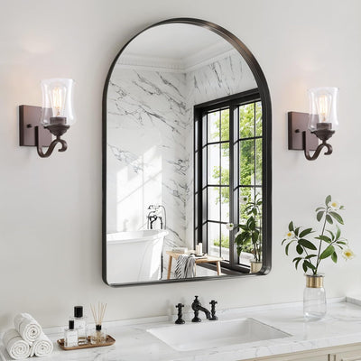 2 Pzas Apliques Pared Bronce Aceitado Vidrio Transparente