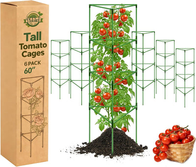 Jaula tomate 57pulg set 6 estacas enrejado metal plegable