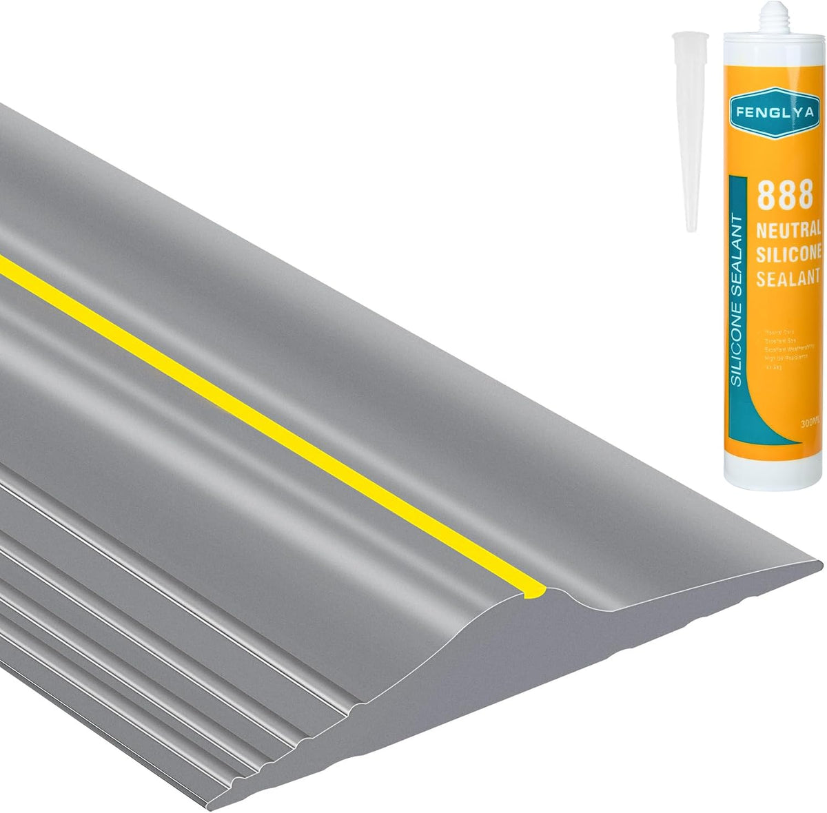 Tira umbral goma puerta garaje 12ft con adhesivo 300ml