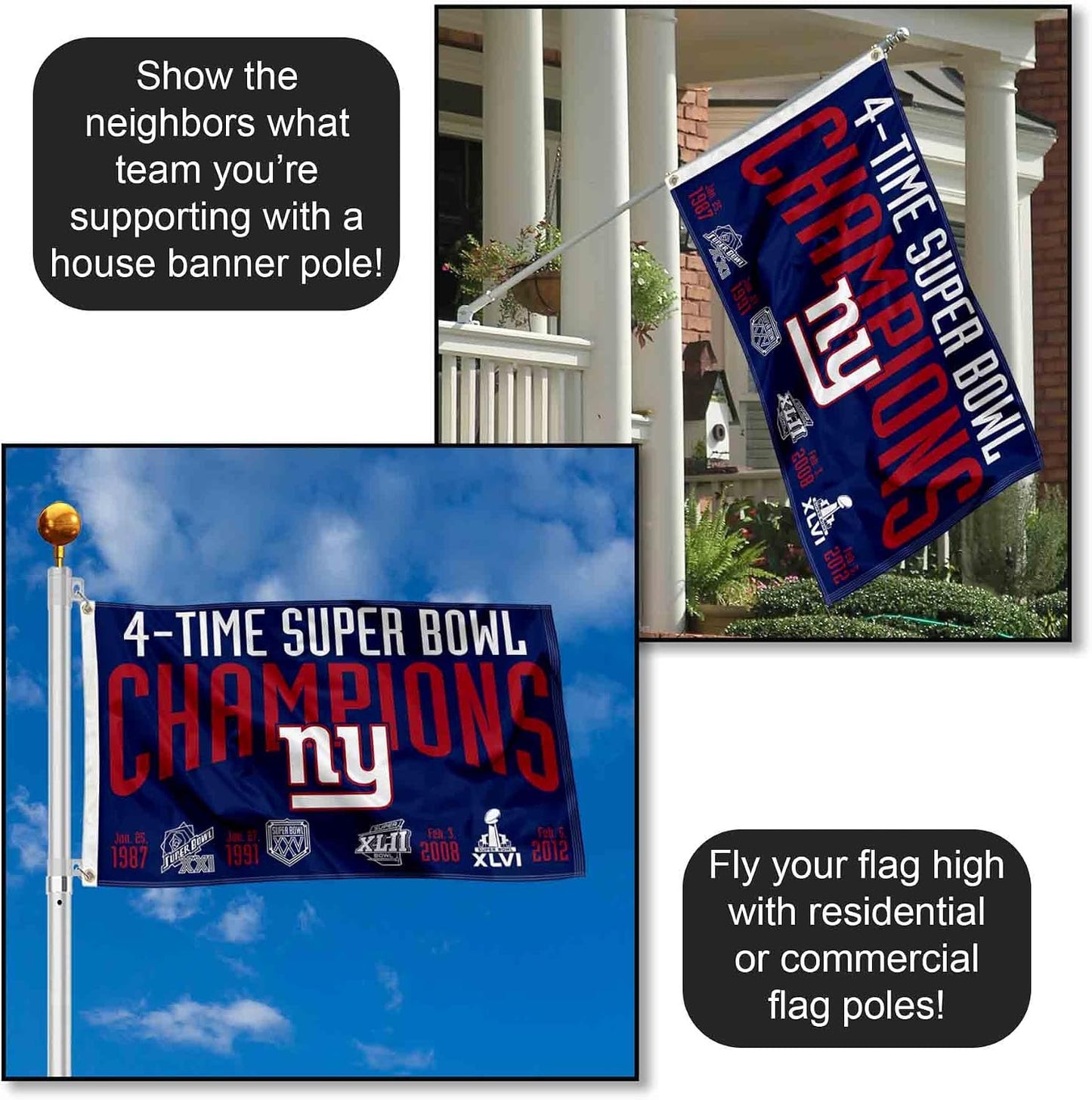 Bandera campeones Super Bowl Gigantes Nueva York 3x5ft