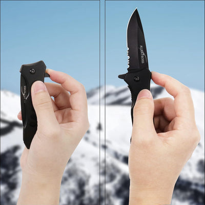 Cuchillo bolsillo multifuncional acero inox 440 color negro