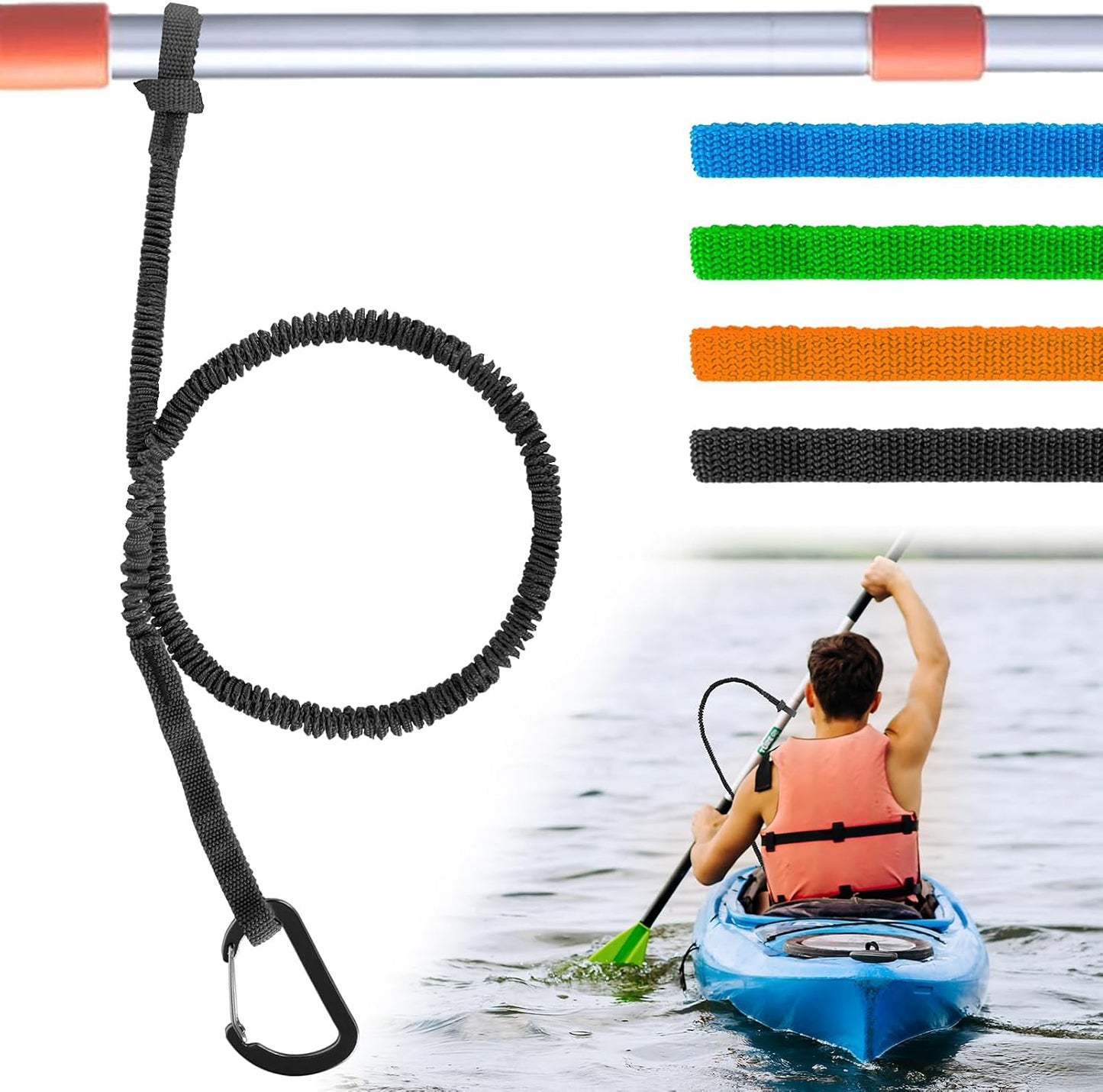 Correas elásticas para tabla remo kayak 3.3-7ft con mosquetón