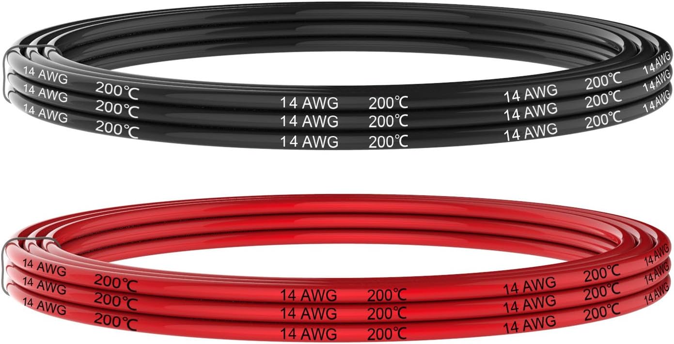 Cable eléctrico 14 AWG 20pies negro rojo flexible 400hilos