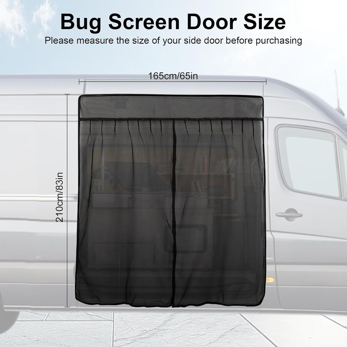 Mosquitera magnética para furgoneta 83x65pulg techo