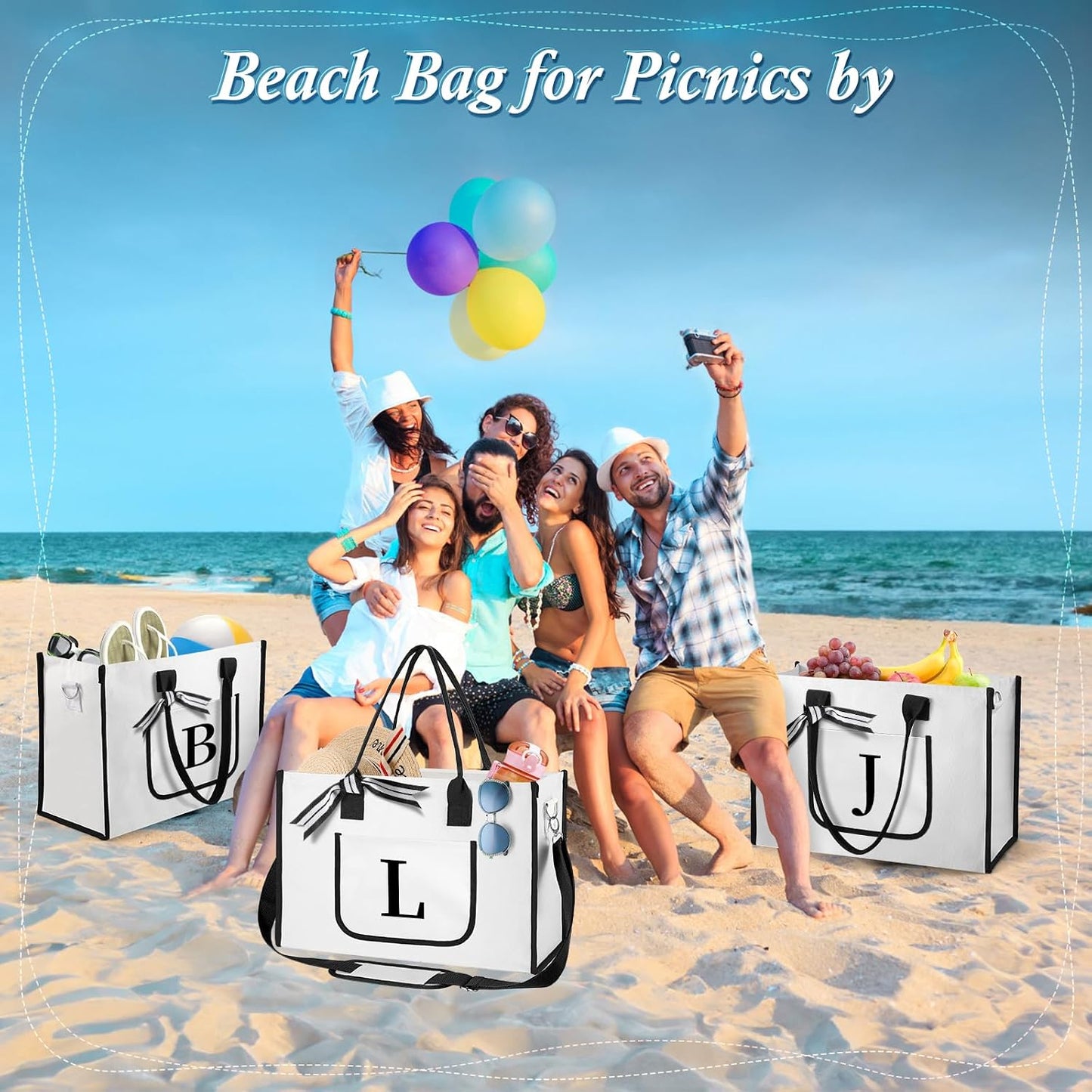 Bolsa playa con bolsillos correa para mamá Navidad