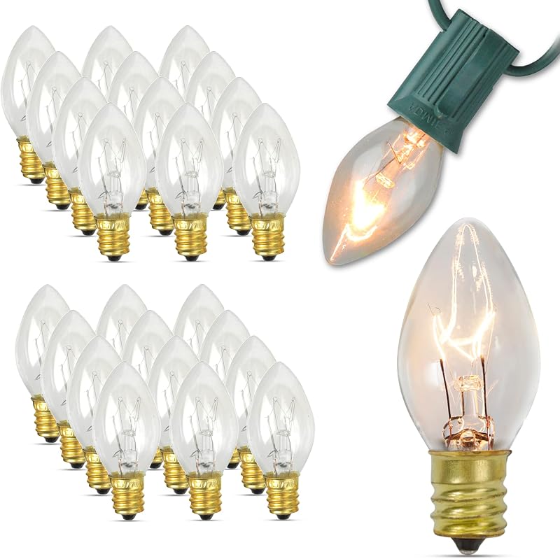 24 Bombillas C7 5W Transparentes para Candelabros y Luces Nocturnas