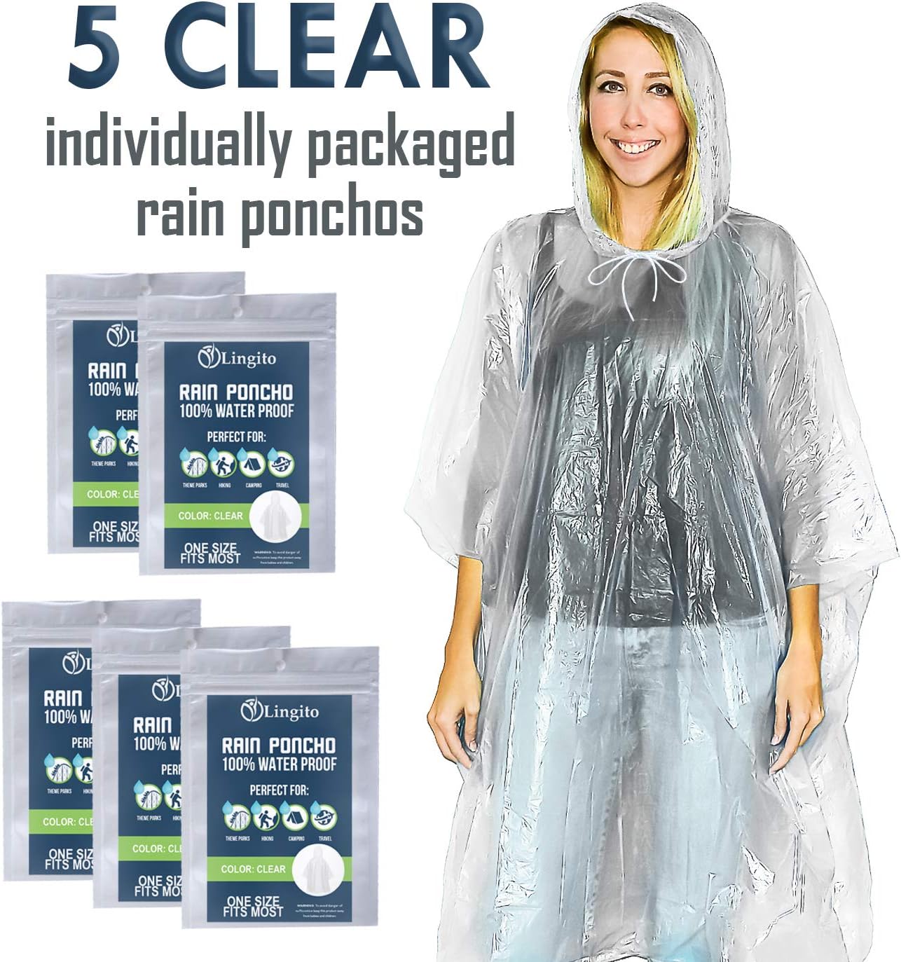 Poncho de lluvia impermeable adultos para emergencias camping