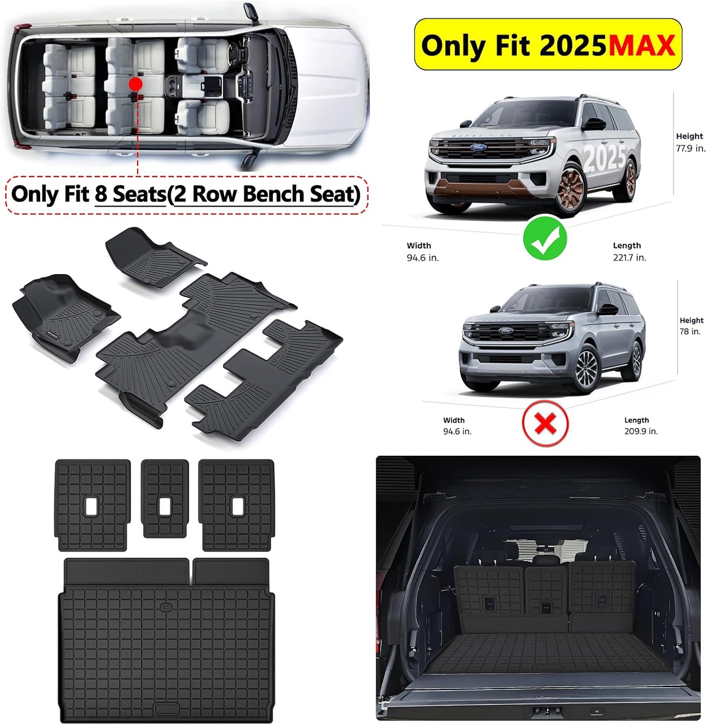 Alfombrillas piso Ford Expedition MAX 2025 con forros TPE