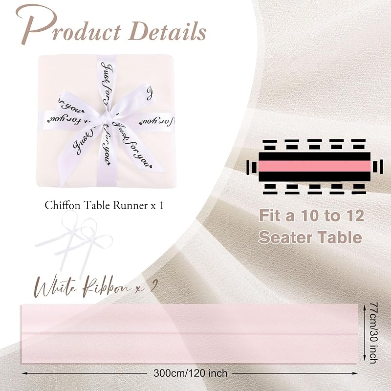 Camino mesa gasa beige 10ft 30x120pulg decoración boda