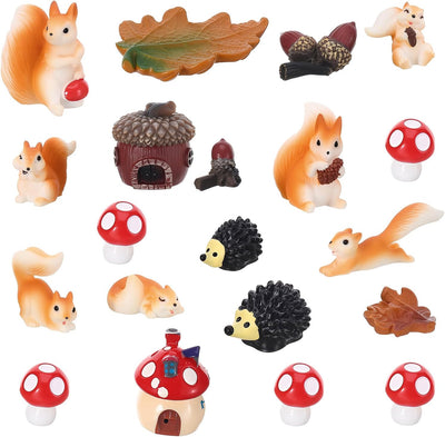 20 Figuras Ardilla Resina Otoño Accesorios Jardín