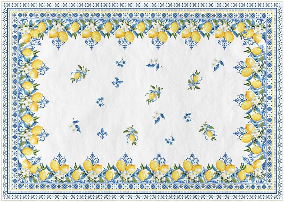 Alfombra verano iris limón azul lavable para dormitorio sala