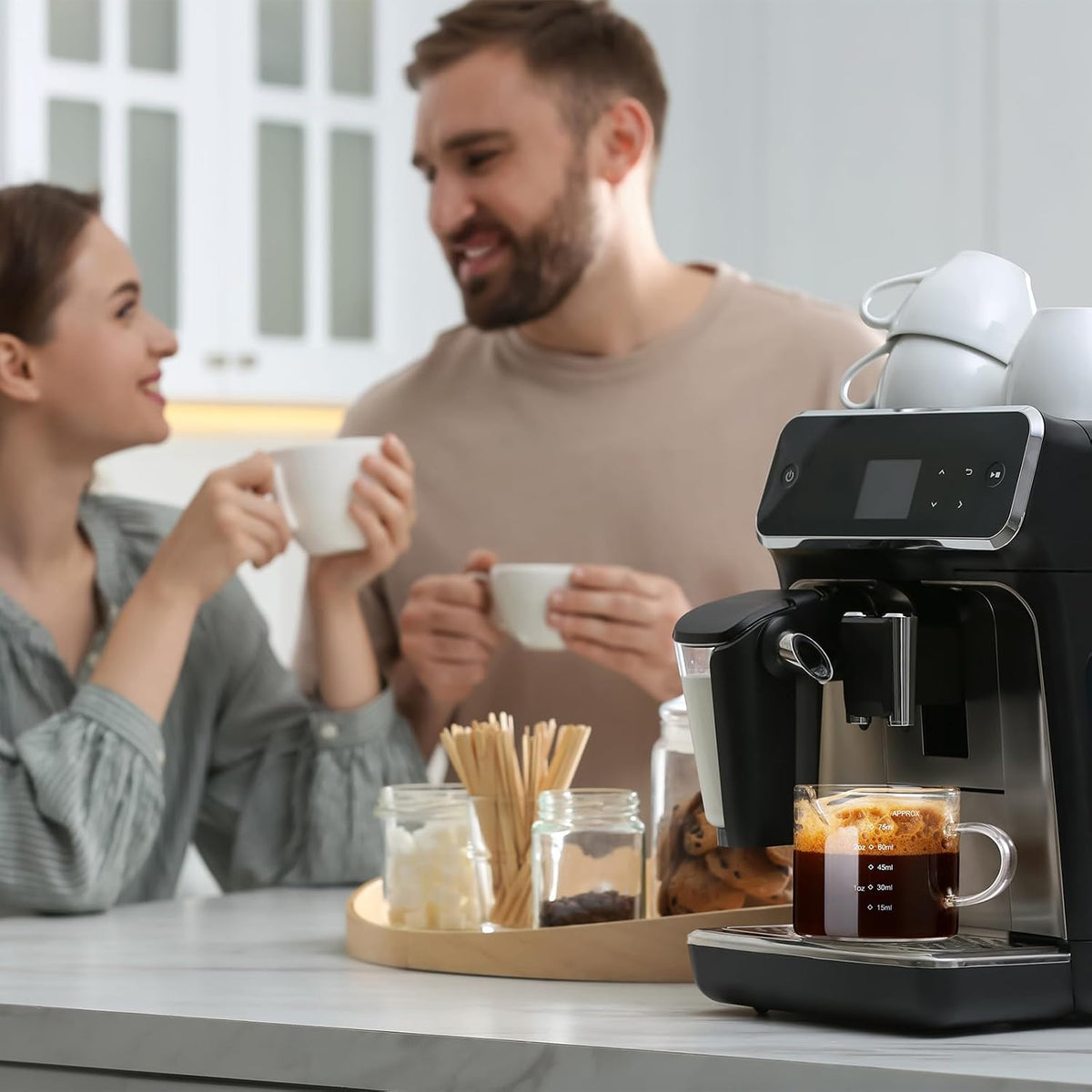 2 Pzas Tazas Medidoras Espresso 2.5oz con Asa Vaso Chupito