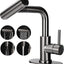 Grifo baño acero inox negro mate 24" rociador 4 modos