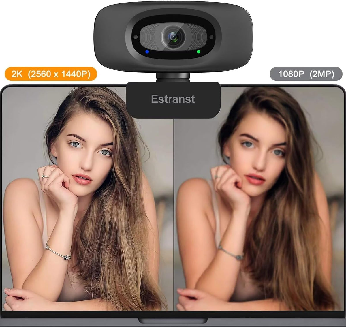 Cámara web 2K Quad HD con cubierta privacidad y micrófono USB C