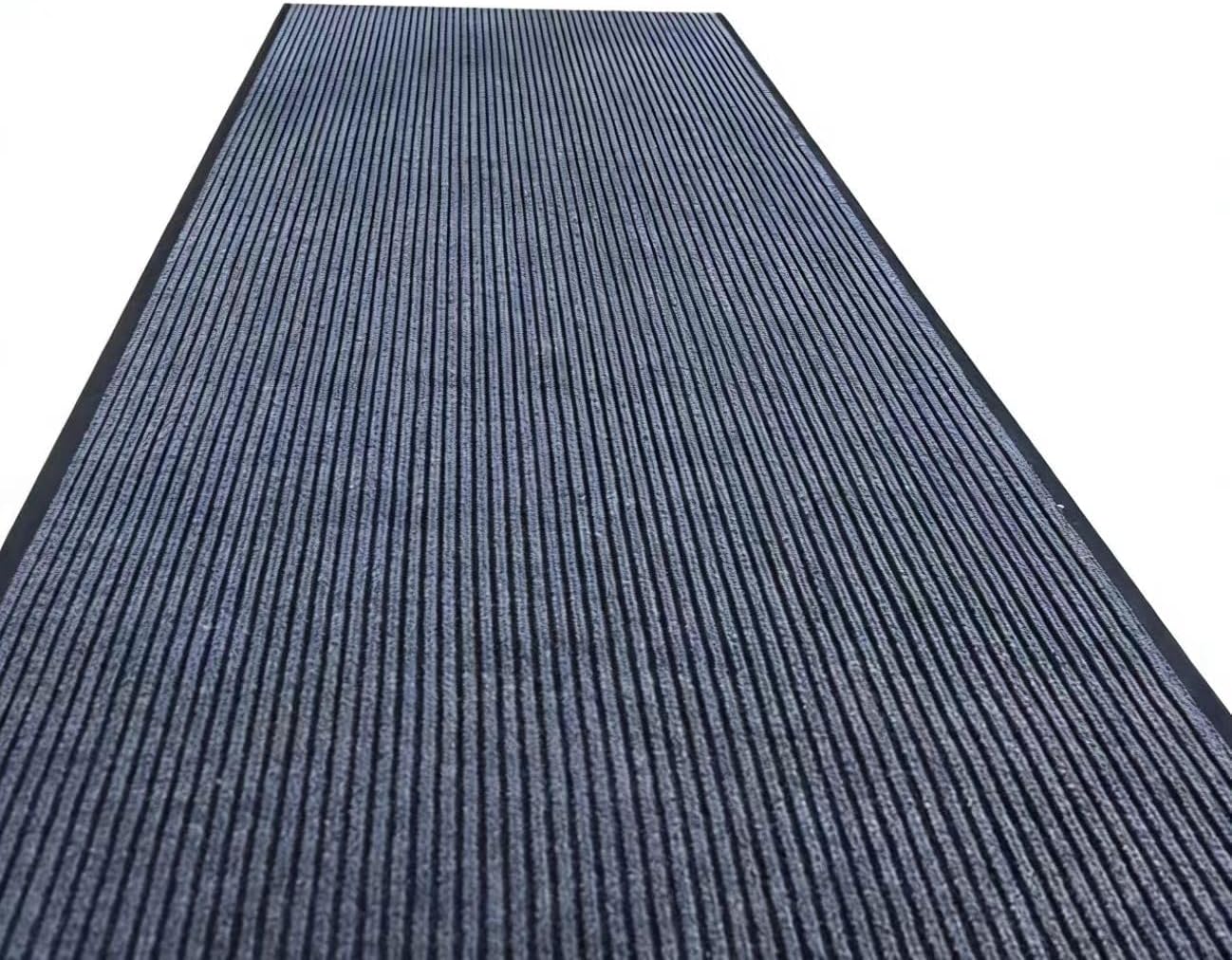 Tapete antiderrap con cepillo rayas 3x10ft gris y negro