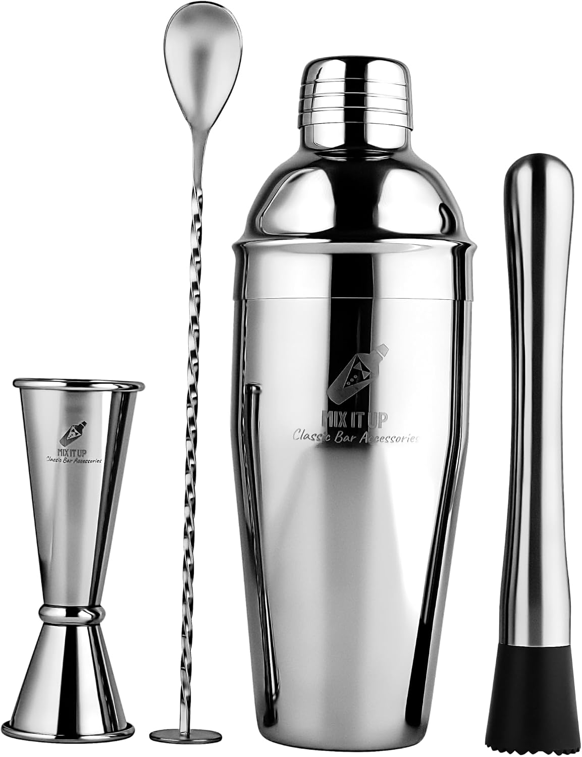 Set 4 Pzas Coctelera Mezclador Cuchara