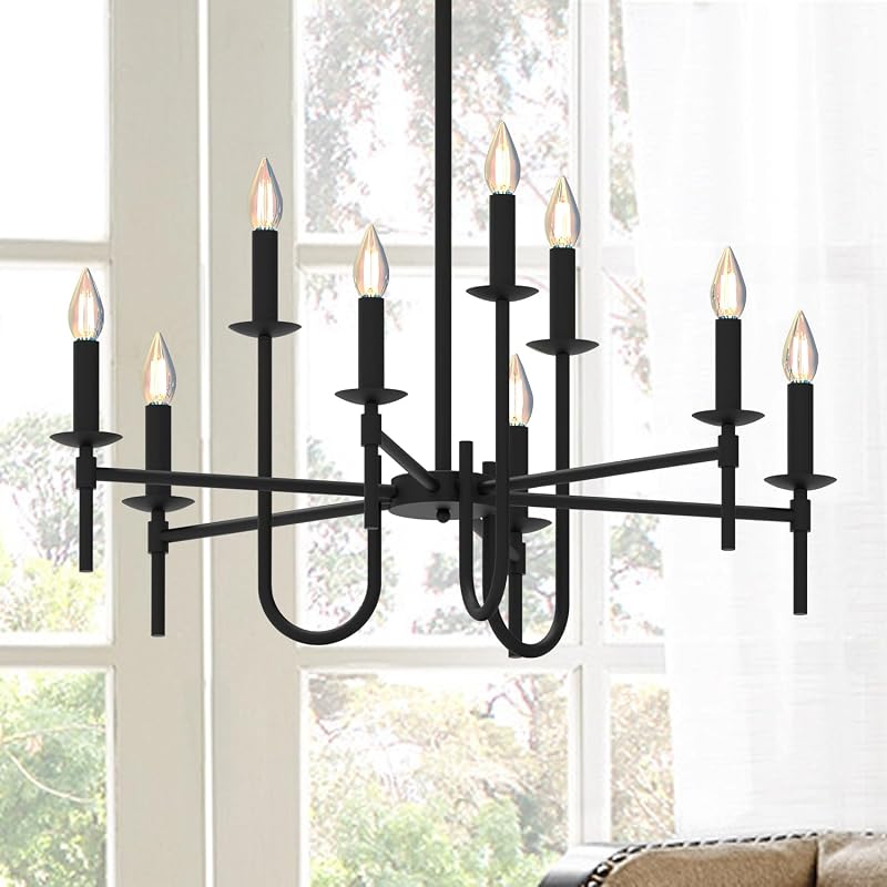 Candelabro hierro 9 luces color negro 31pulg comedor granja