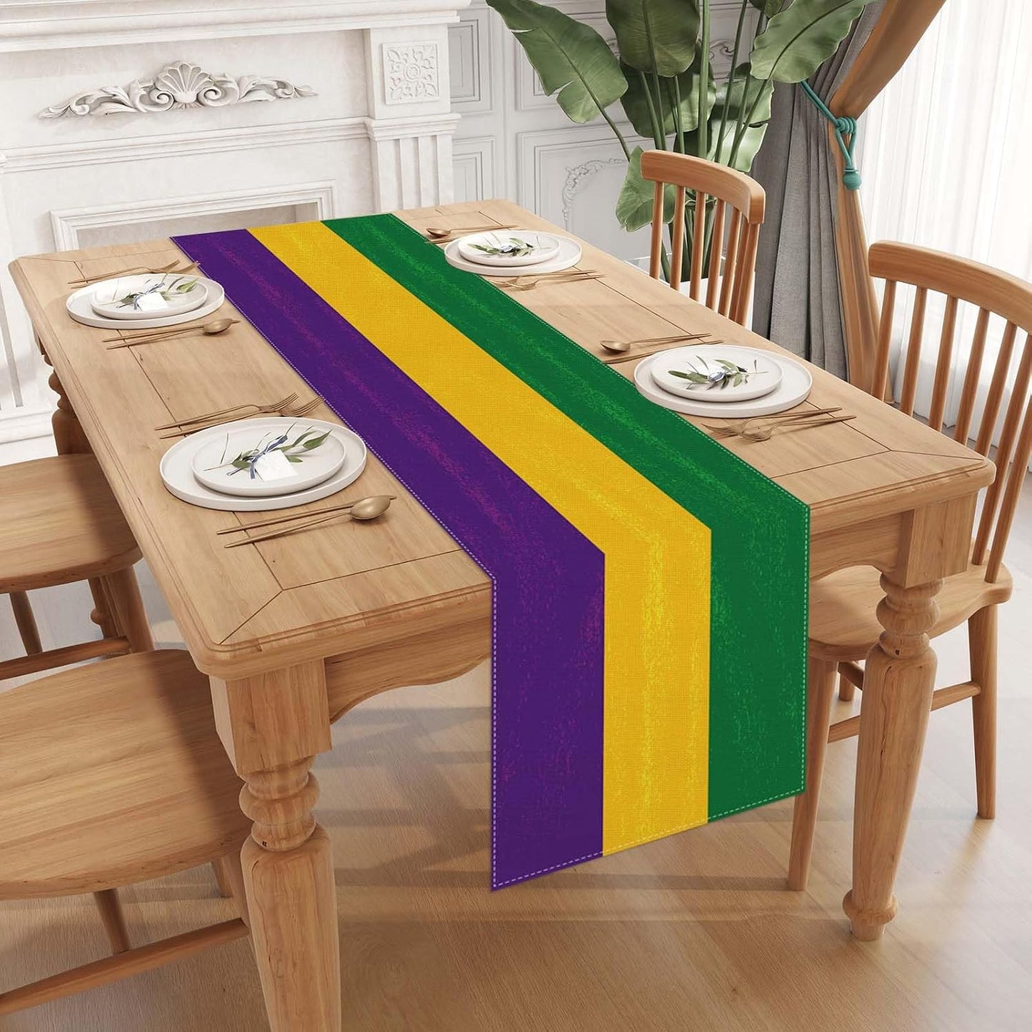 Camino mesa Mardi Gras 13x72pulg decoración hogar