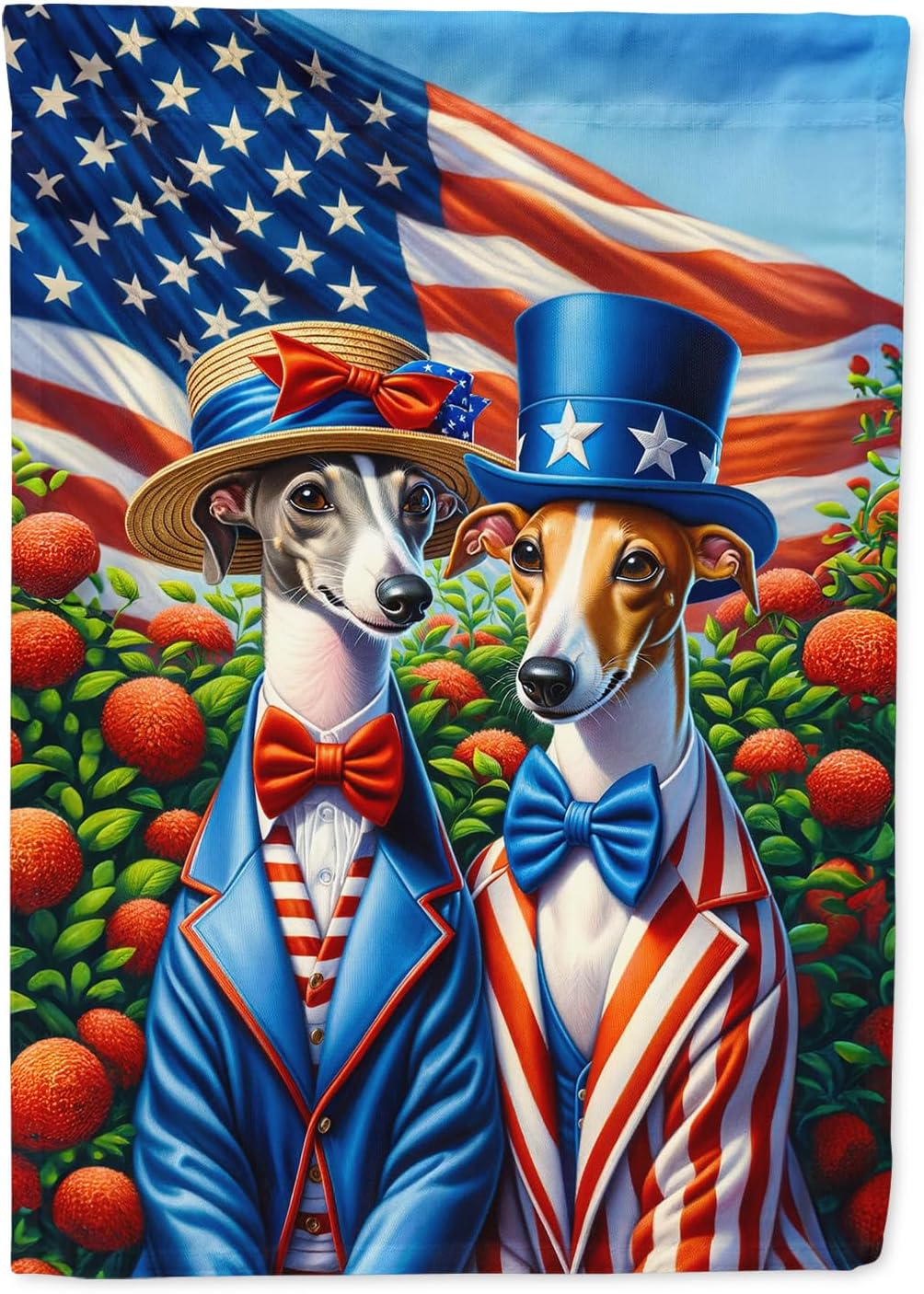 Bandera jardín galgos italianos americanos multicolor