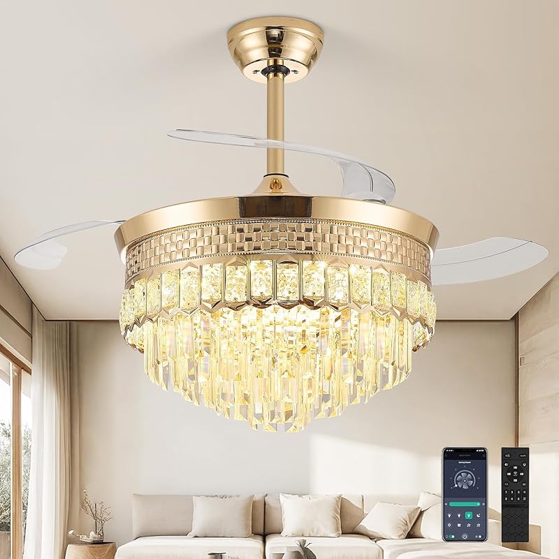 Ventilador techo 42" con luz retráctil 6 velocidades