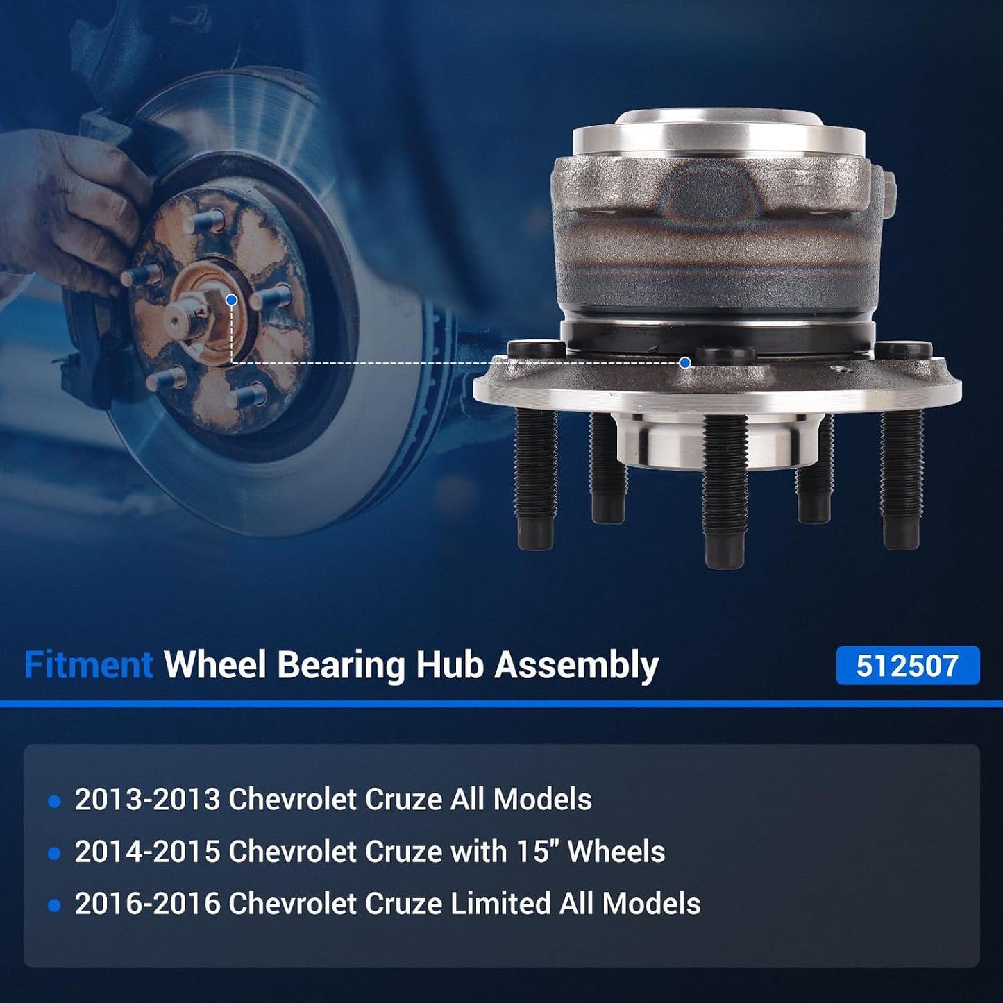 Cojinetes rueda trasera kit cubo Chevy Cruze 13-16