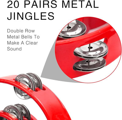 Pandereta metal sonajas doble fila media luna para niños y adultos