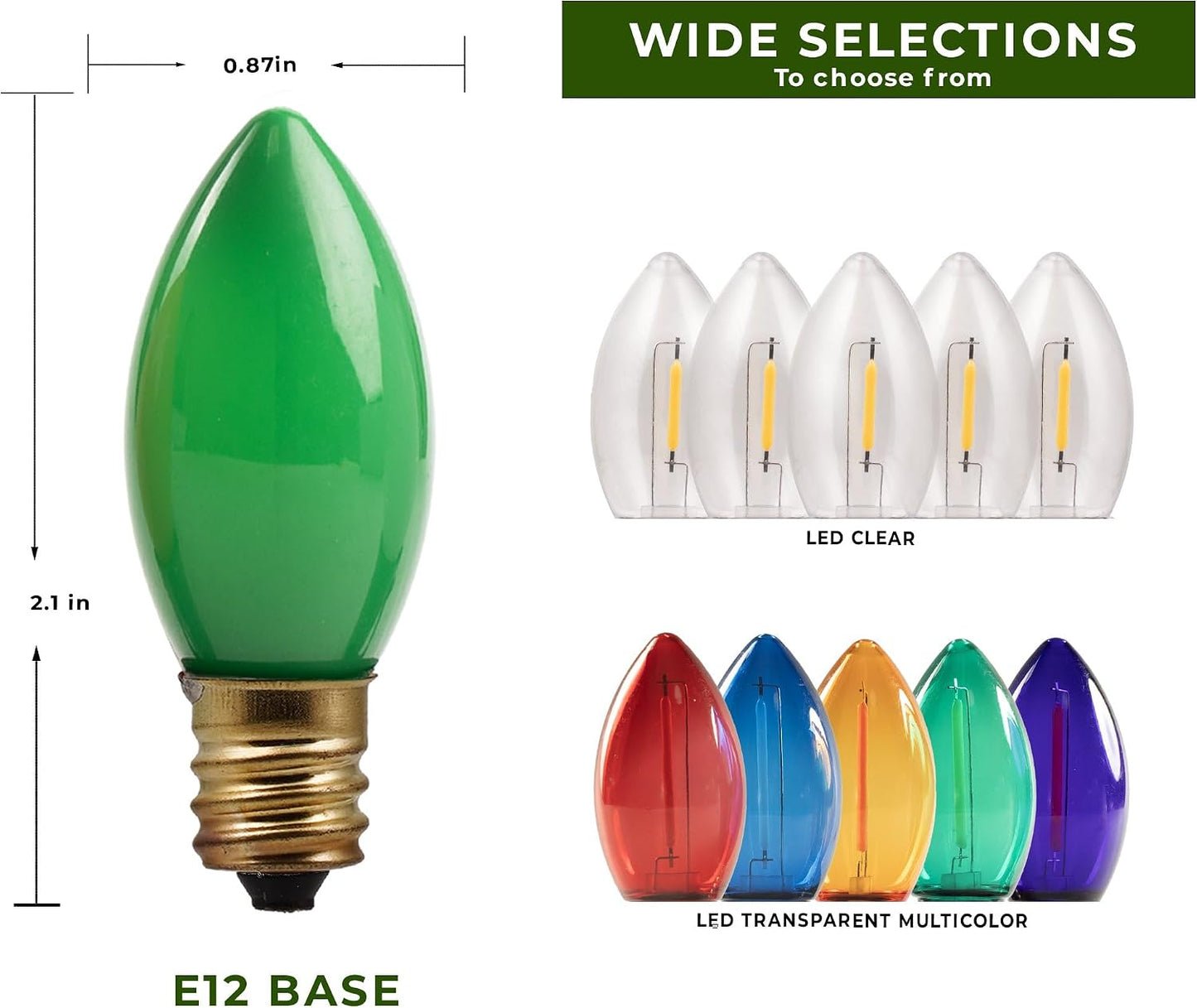 Cadena luces LED navideñas 26ft 25 bombillas 120V