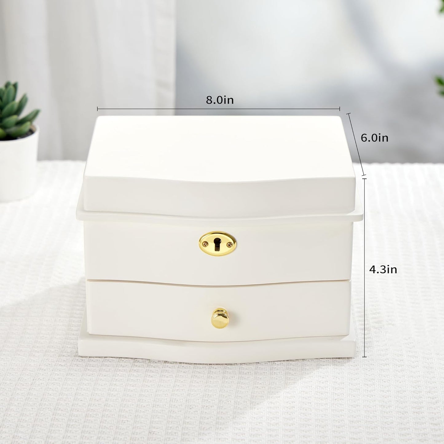 Caja joyería musical con espejo para niñas blanco