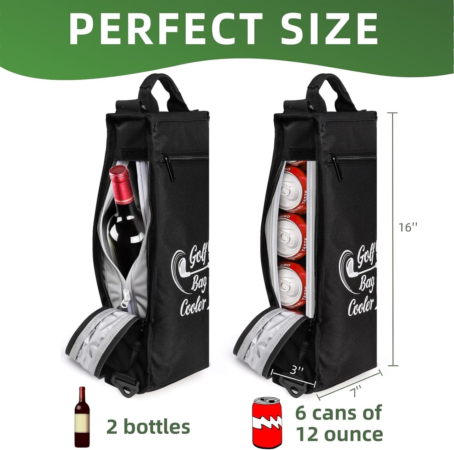 Bolsa térmica golf con enfriador 6 latas o 2 botellas vino