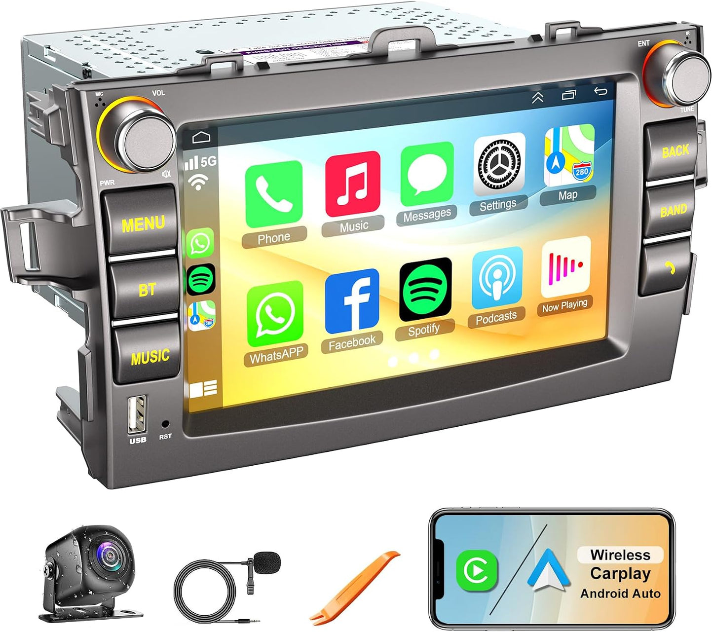 Radio coche 8pulg Corolla 09-13 comp Carplay Bluetooth