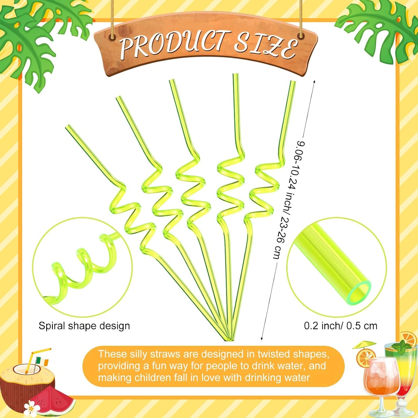 80 Pajitas Plástico Verde Reutilizables para Niños y Adultos
