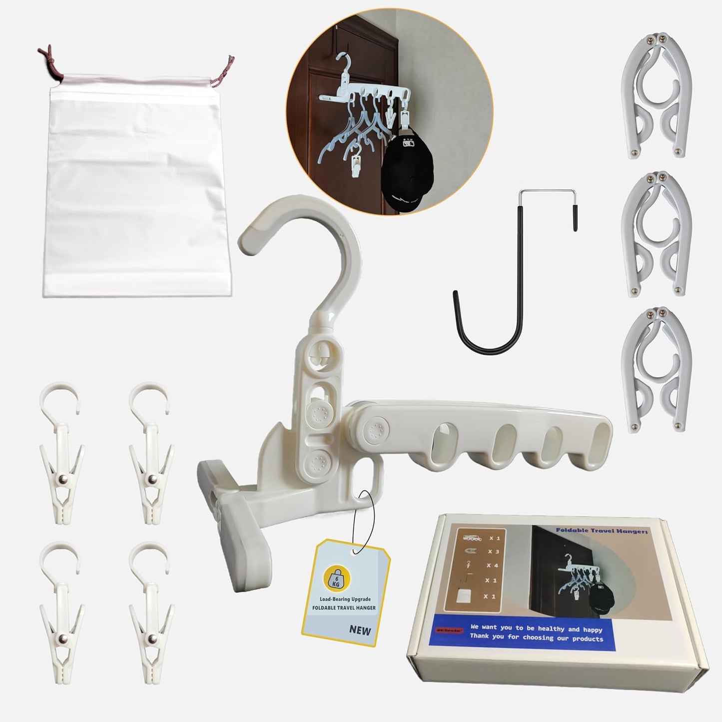 Ganchos plegables para puerta estante clips viaje camping