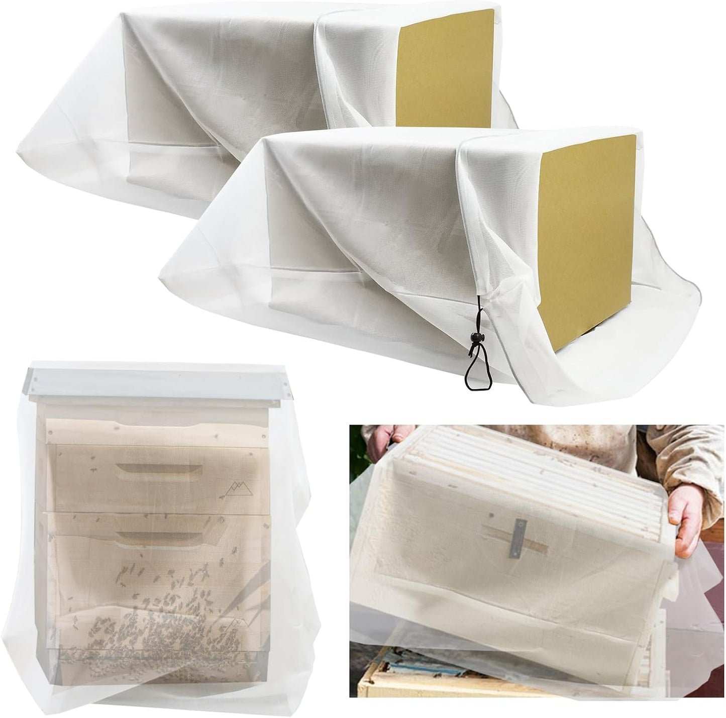 2 Pzas Bolsas Malla Colmena 35x37" Transpirable Caja Abejas