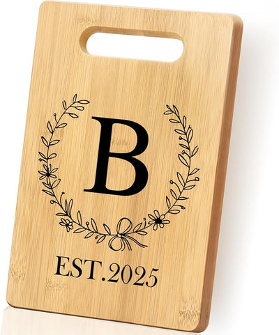 Tabla cortar personalizada con monograma para bodas y cumpleaños