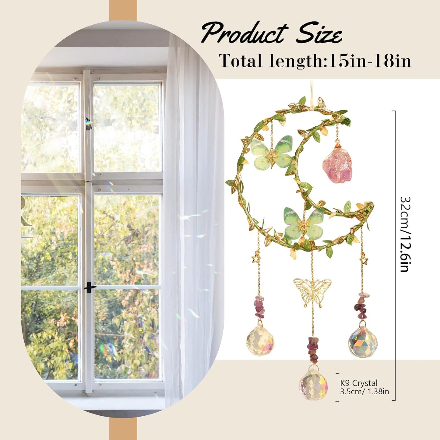 Atrapasoles de cristal de luna amatista para regalar mujeres