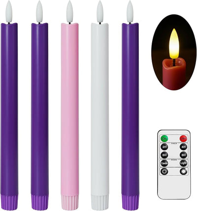 Velas Adviento LED parpadeantes 10pulg set 5 con control remoto
