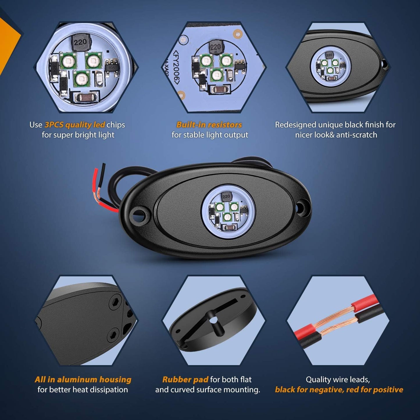 4 Luz LED Rock para coche nocturna