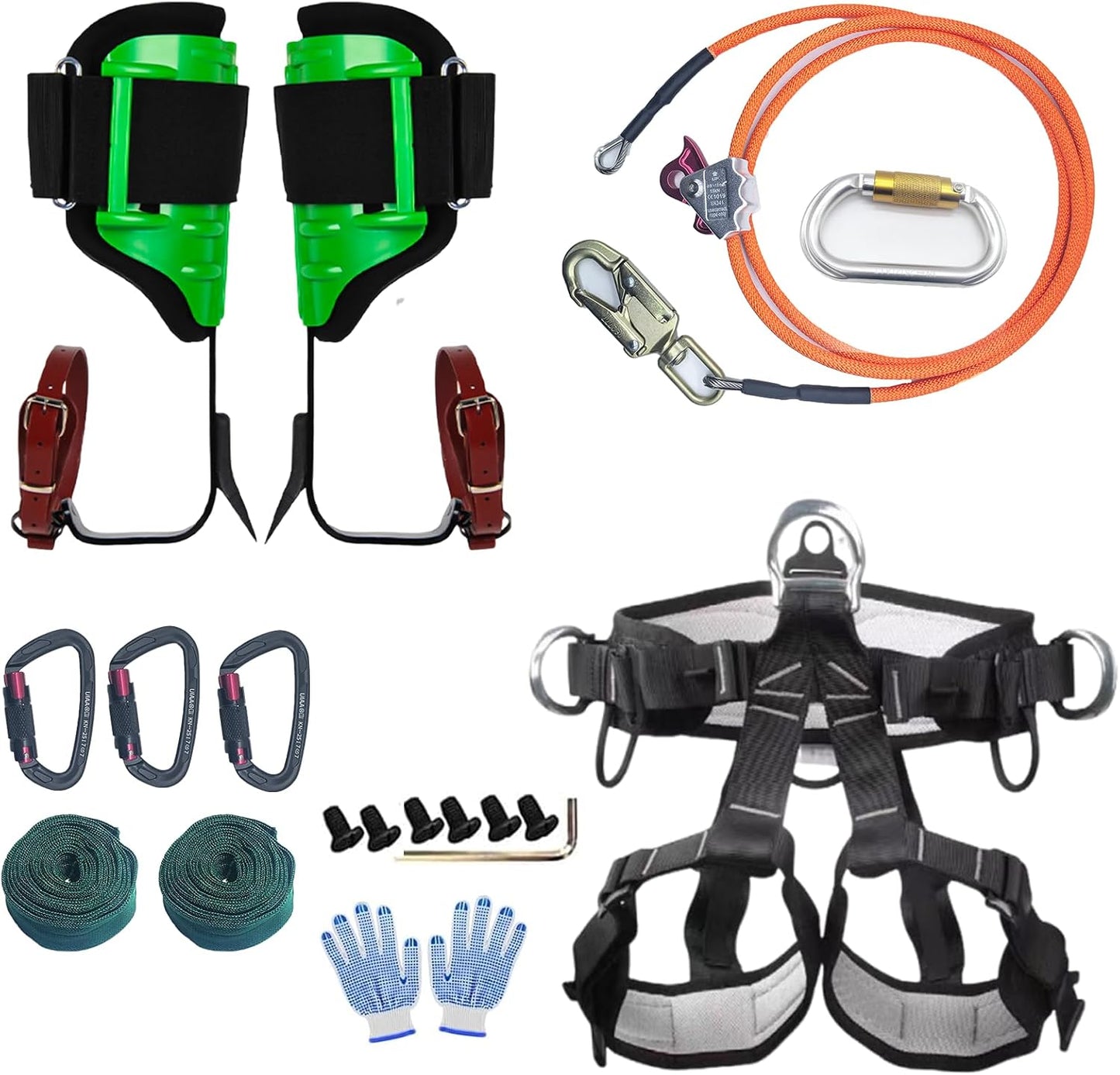 Equipo escalada árboles con correas ajustables y núcleo