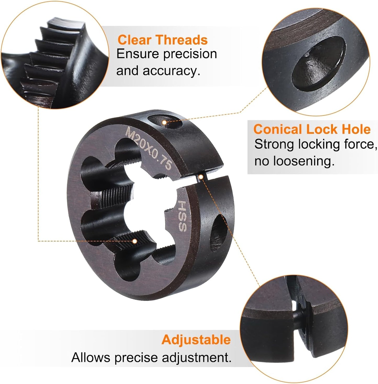 Troquel roscado M20 x 0.75 ajustable HSS