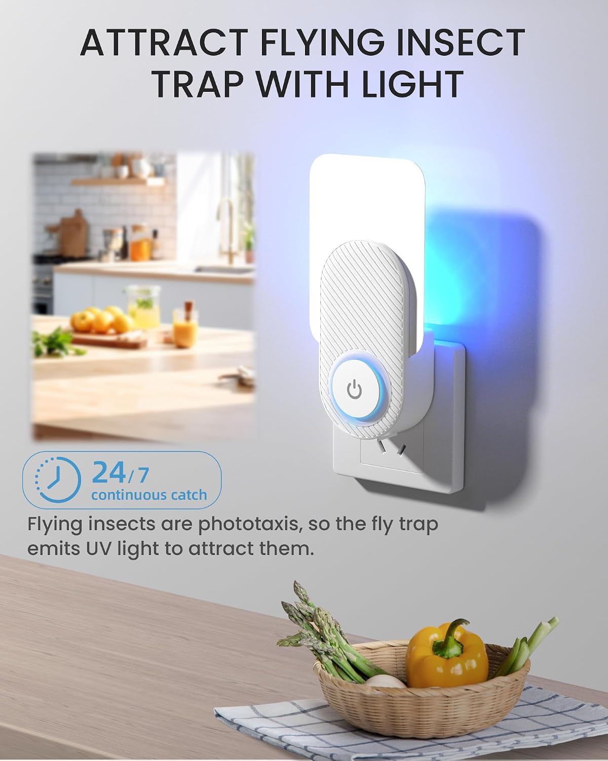 2 Trampas Moscas Fruta Luz UV Púrpura Azulada 10